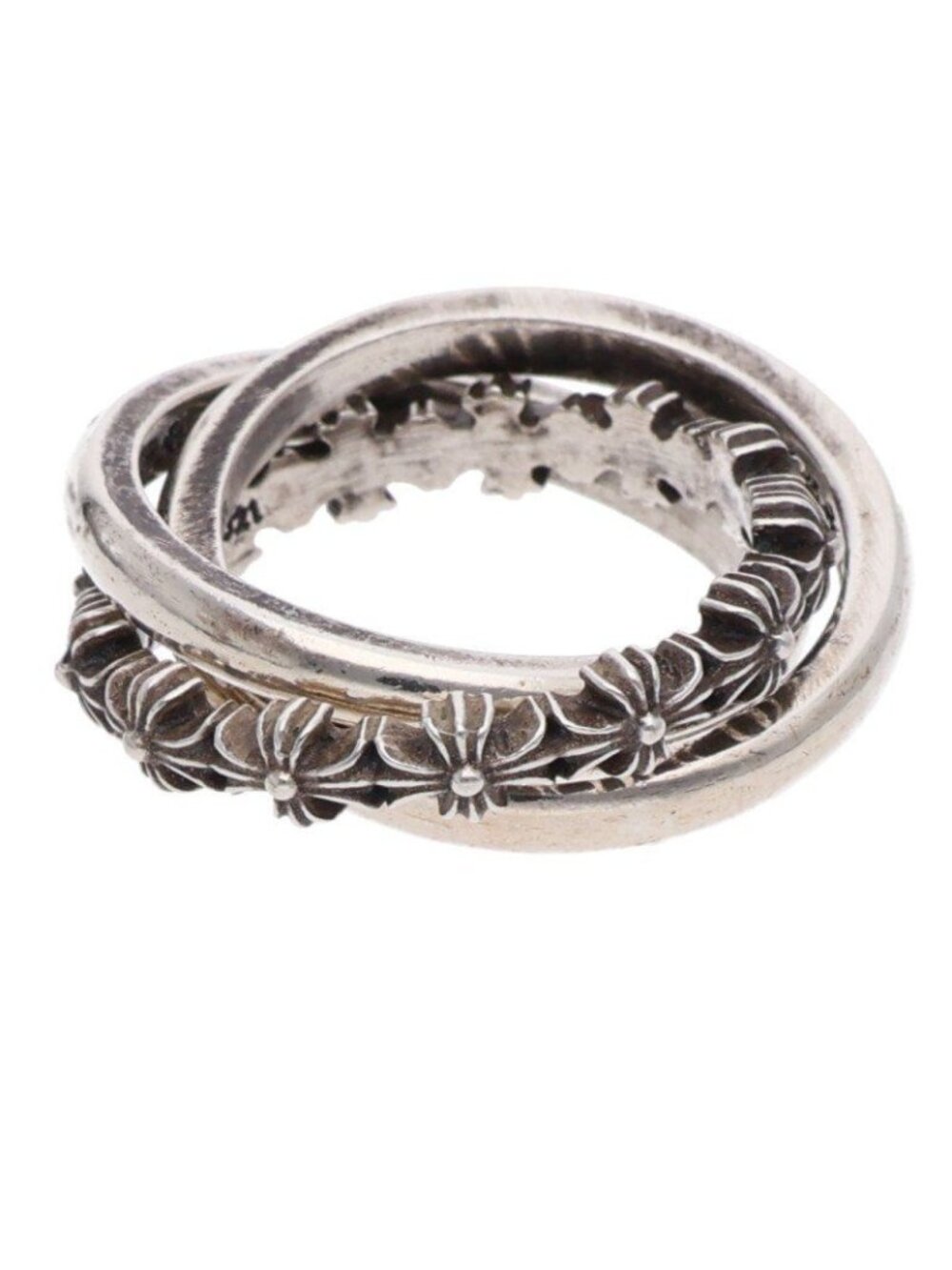 Chrome Hearts Tiny CH Pls Band Trpl Silver Ring